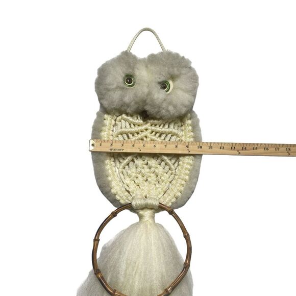 Large Macrame Owl Hanging Vintage Retro 70s Handmade Mid-Century Modern MCM - Picture 12 of 14